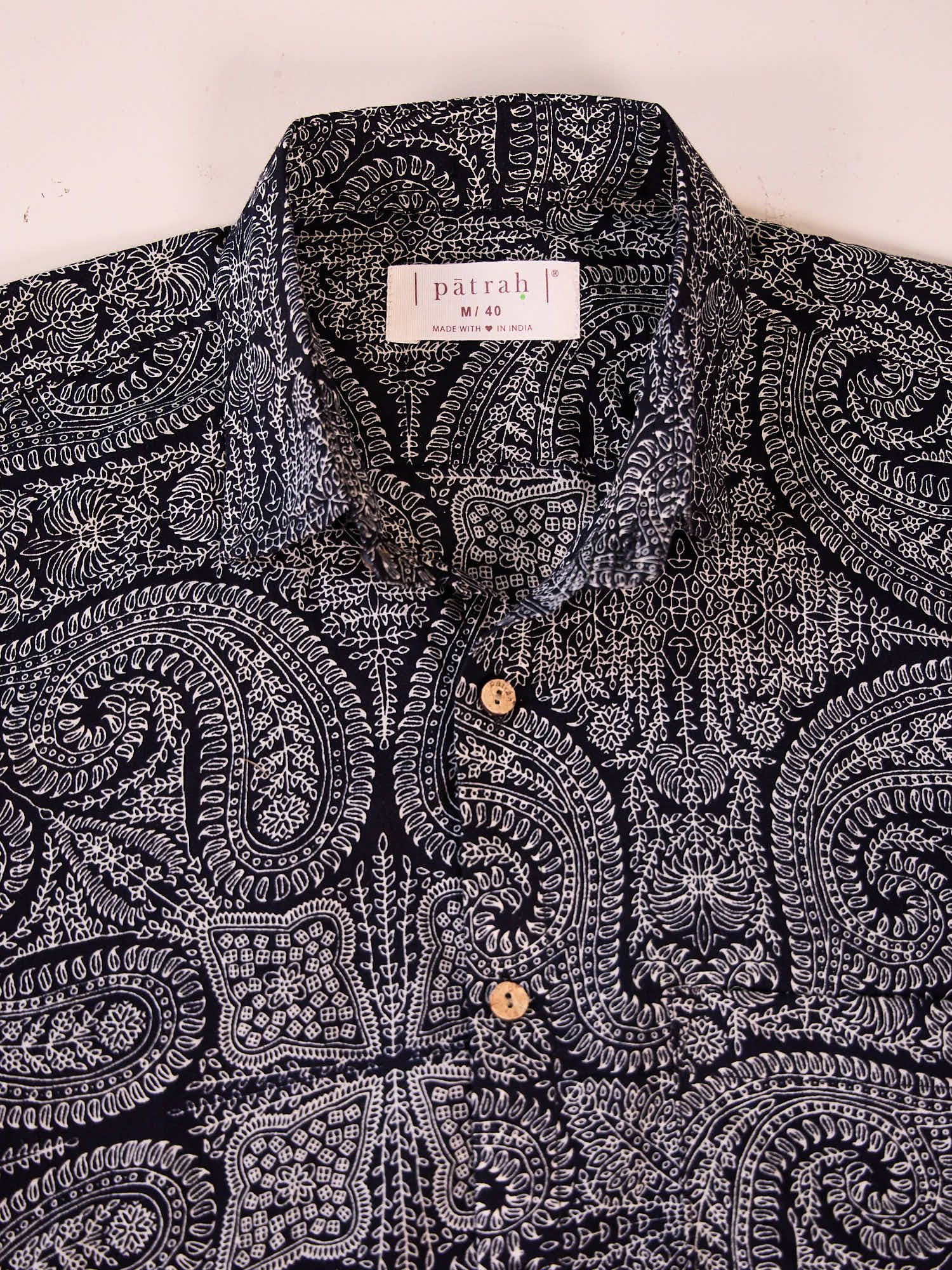 Close up of Black Ethnic Paiseley Printed Shirt