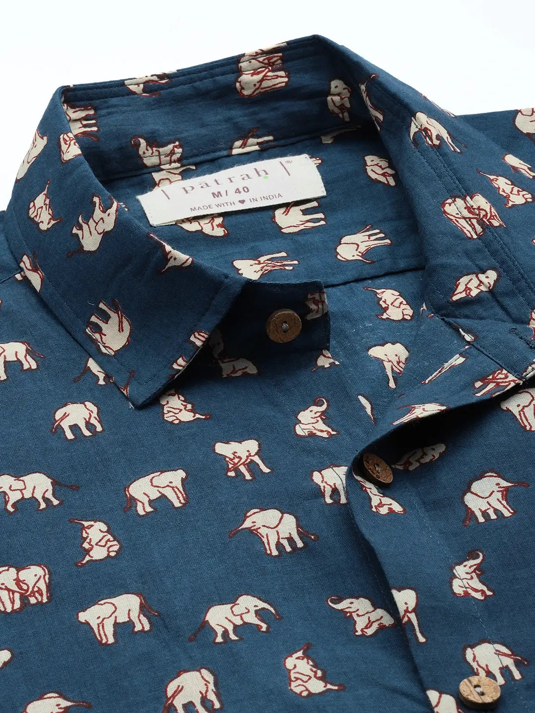Close-up of elephant print cotton fabric showing breathability