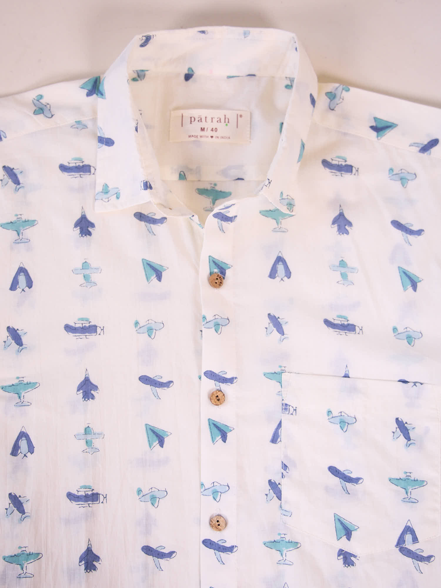 Close up of Flying Blue Pure Cotton Shirt