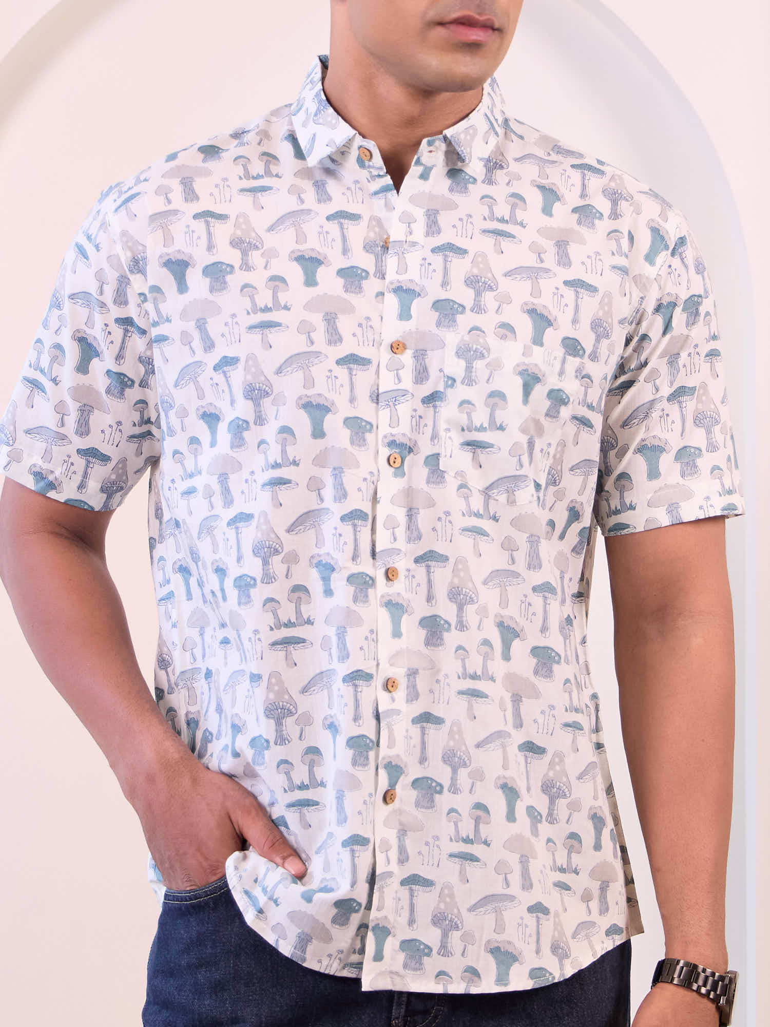 Psychedelic Printed Cotton Shirt by Brand Patrah
