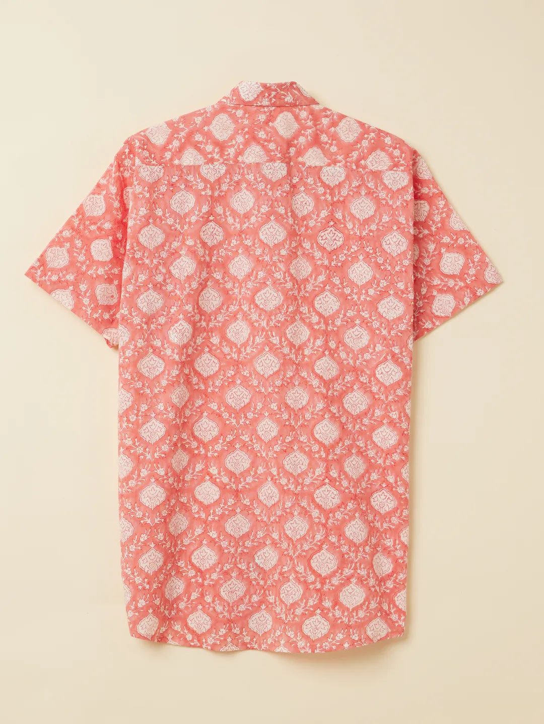 Summer Coral Handblock Printed Shirt by Brand Patrah