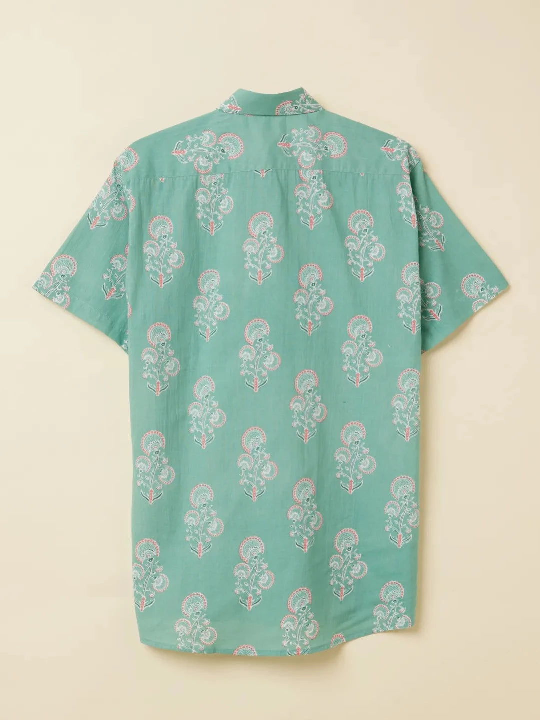 Teal Botanical Flower Printed Shirt by Brand Patrah