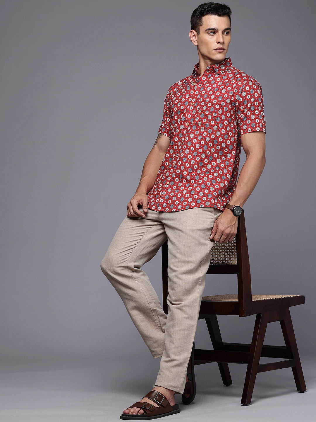 Scarlet Red Floral Shirt