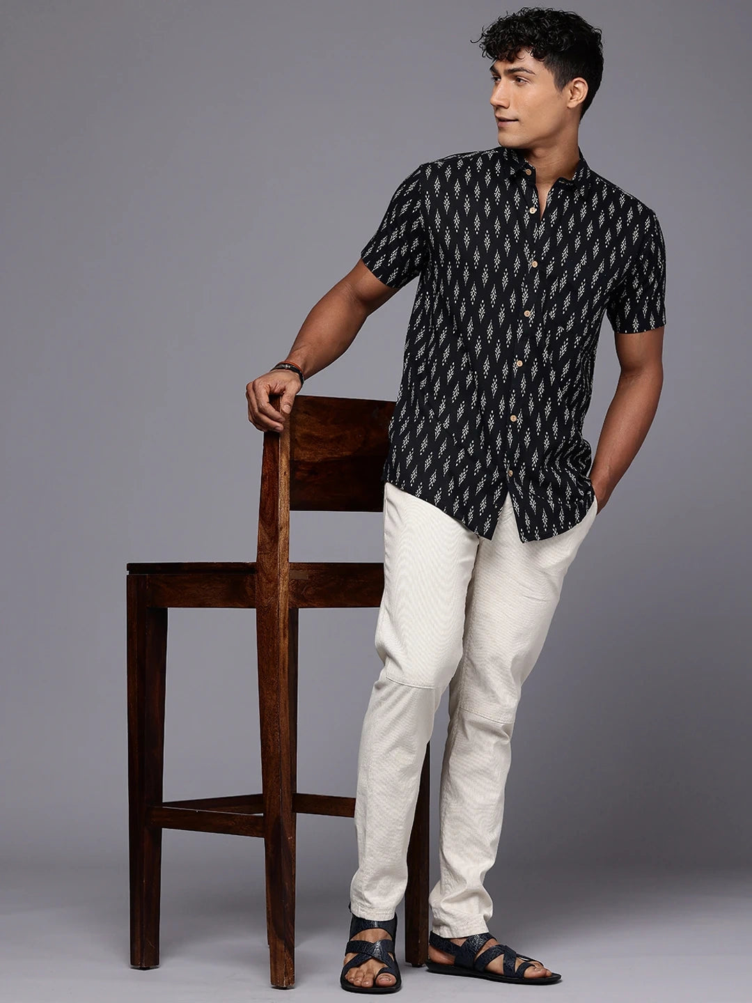 Black Ikkat Cotton Shirt