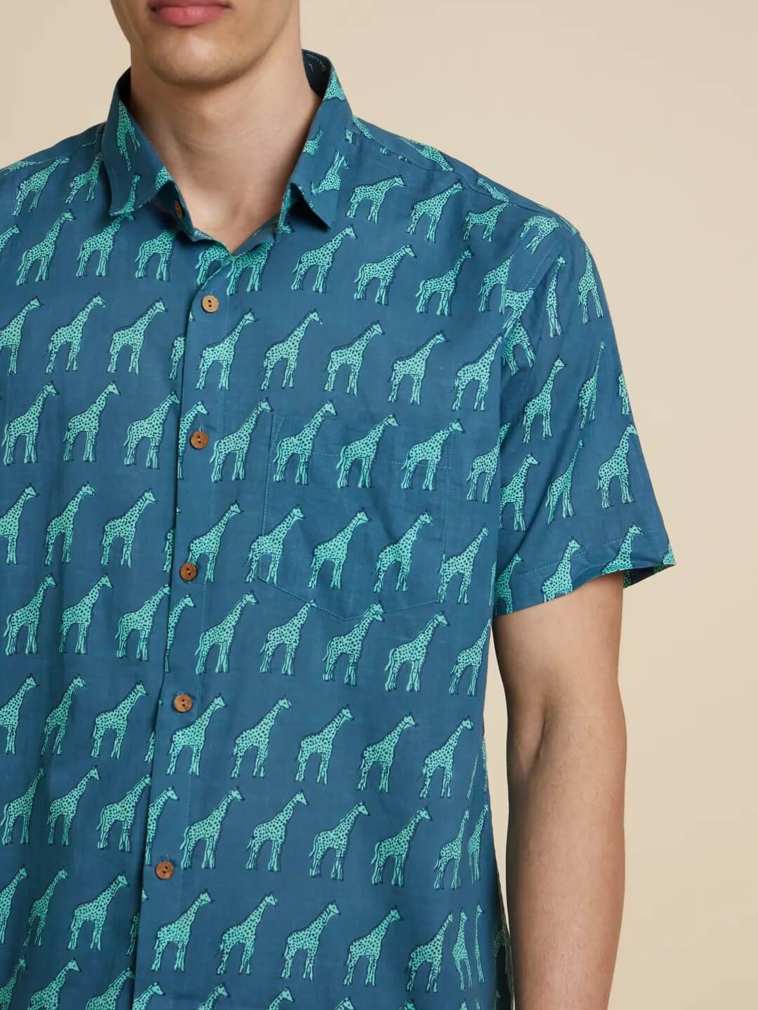 Blue Giraffe Printed Shirt