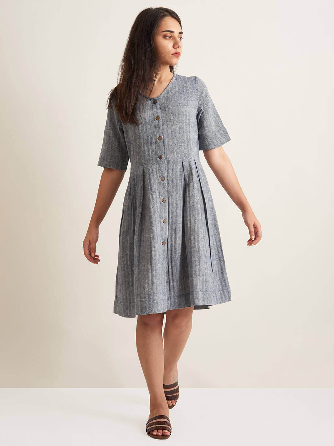 Box pleat shirt dress
