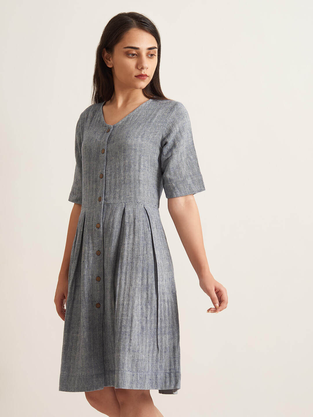 Box pleat shirt dress