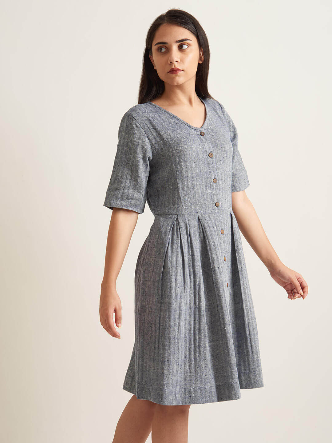 Box pleat shirt dress