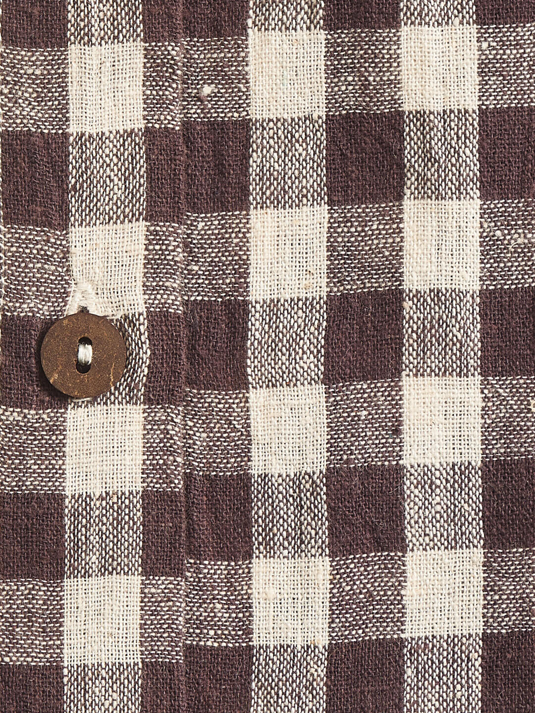 Collarless checkered shirt