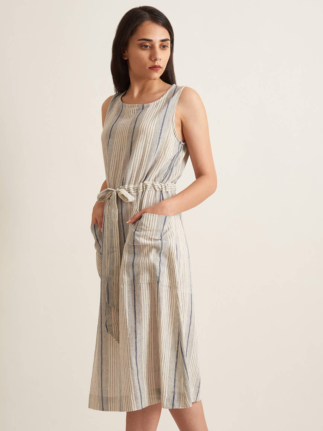 Drawstring Kala Cotton Handloom Dress