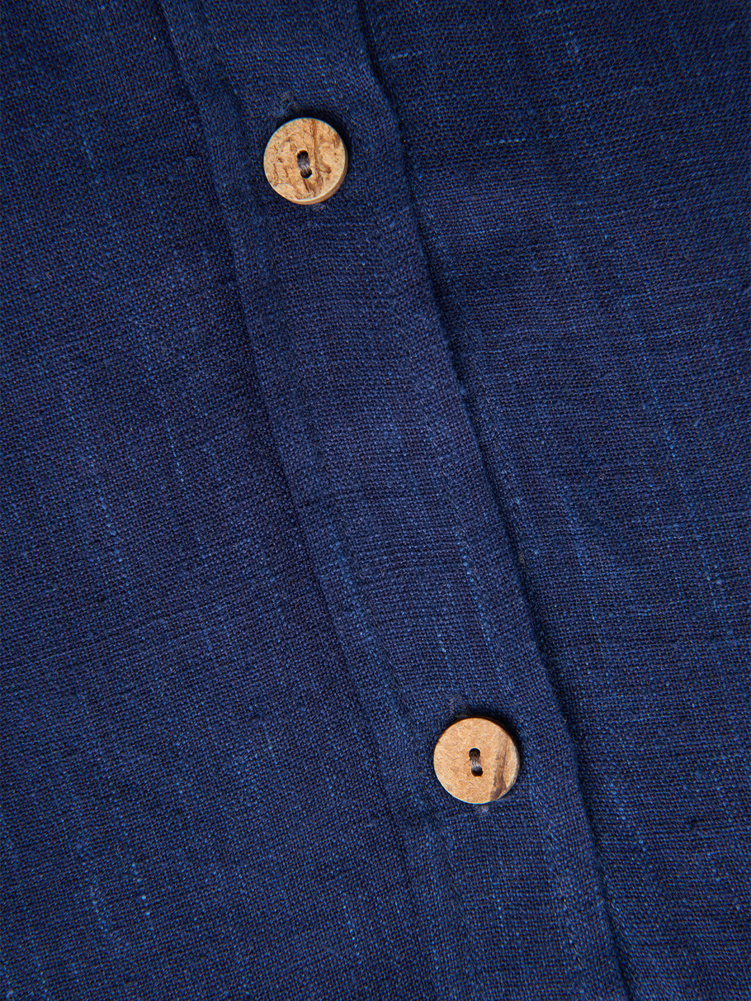 Close up of Indigo Ocean Handloom shirt by Brand Patrah