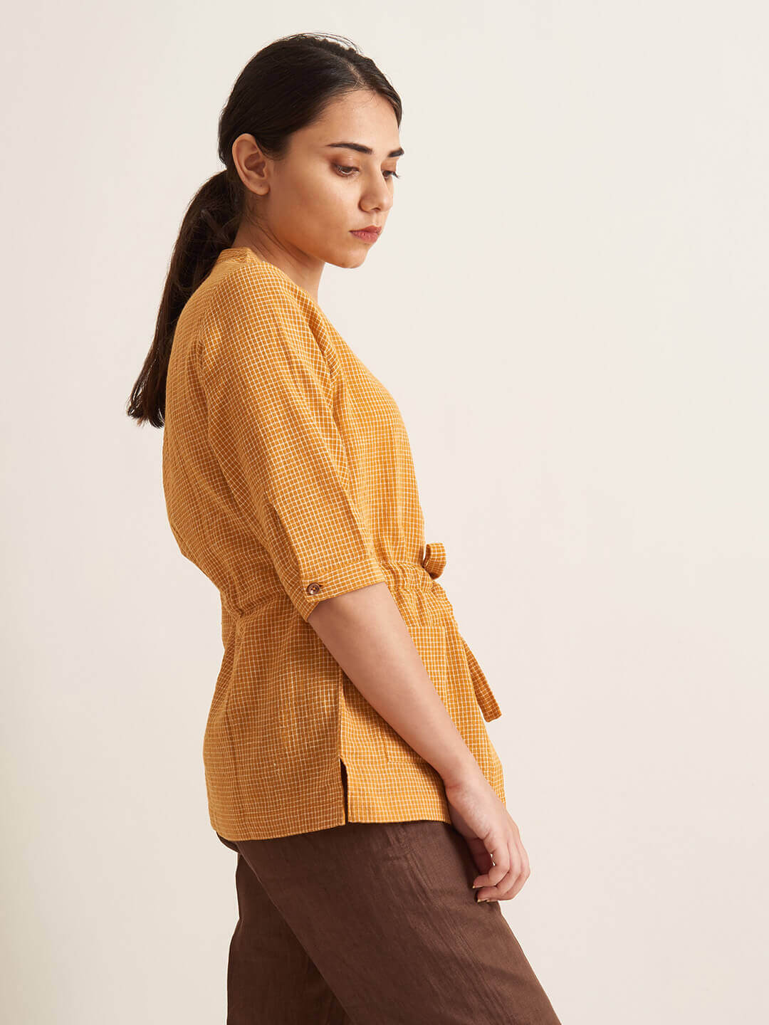 Utility Drawstring Kala Cotton Handloom Jacket