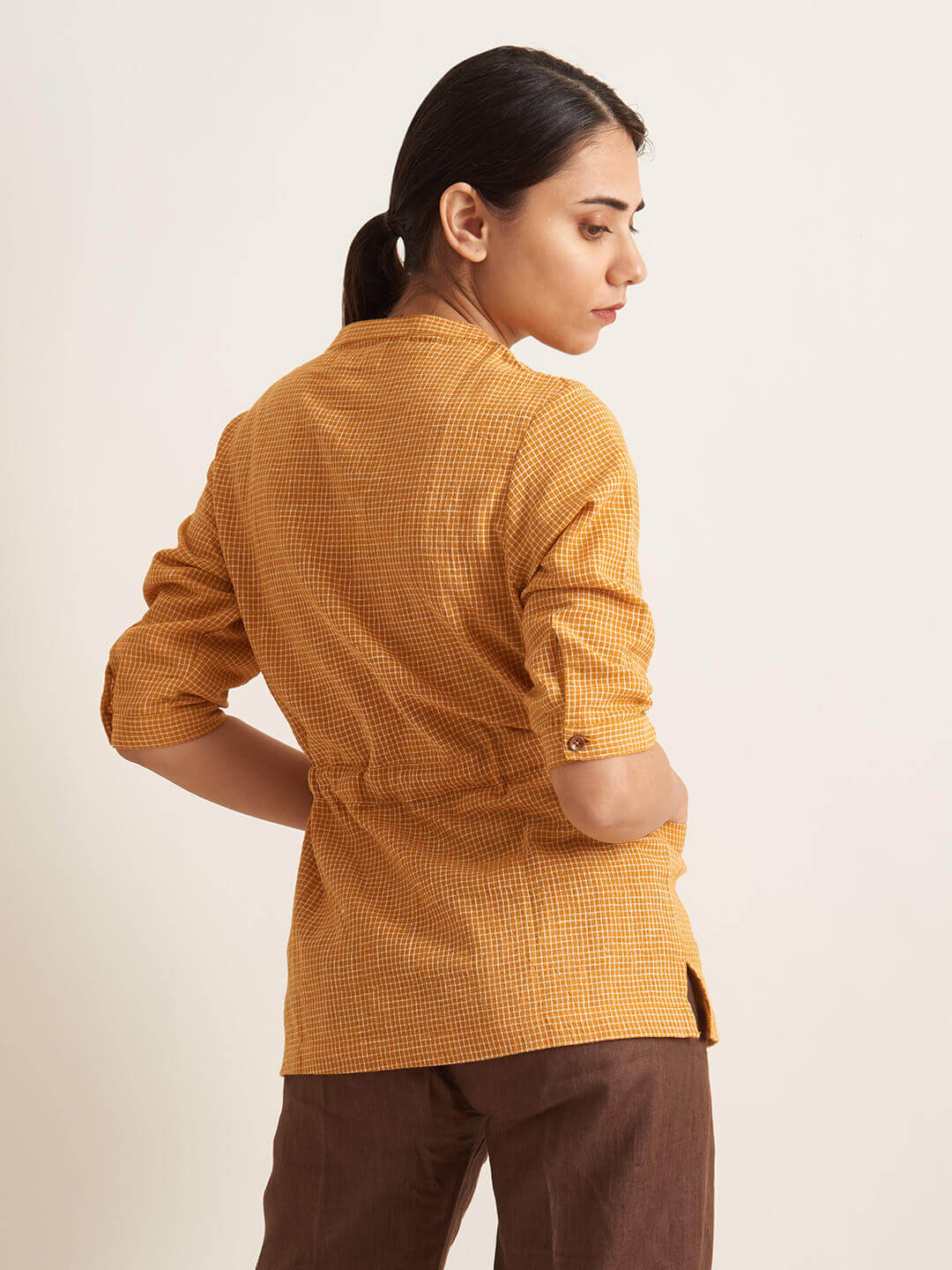 Utility Drawstring Kala Cotton Handloom Jacket