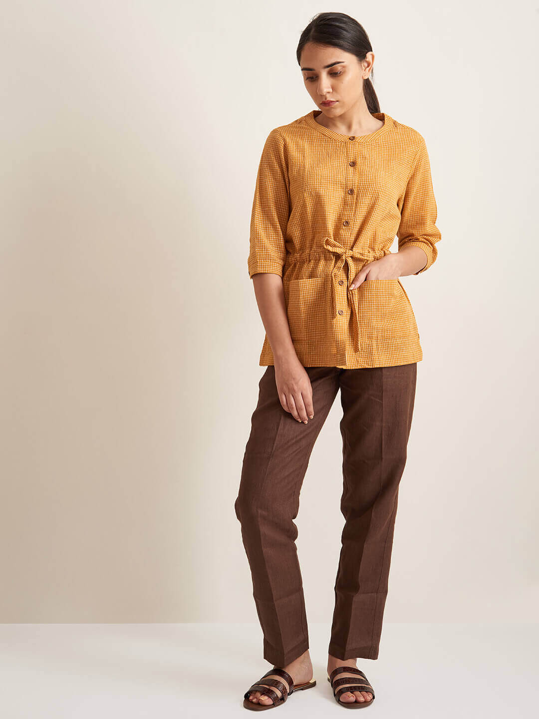 Utility Drawstring Kala Cotton Handloom Jacket