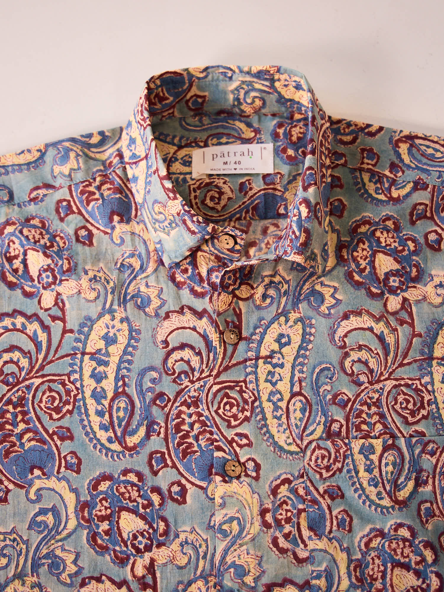 Close-up of Bold French Paisley Cotton Shirt