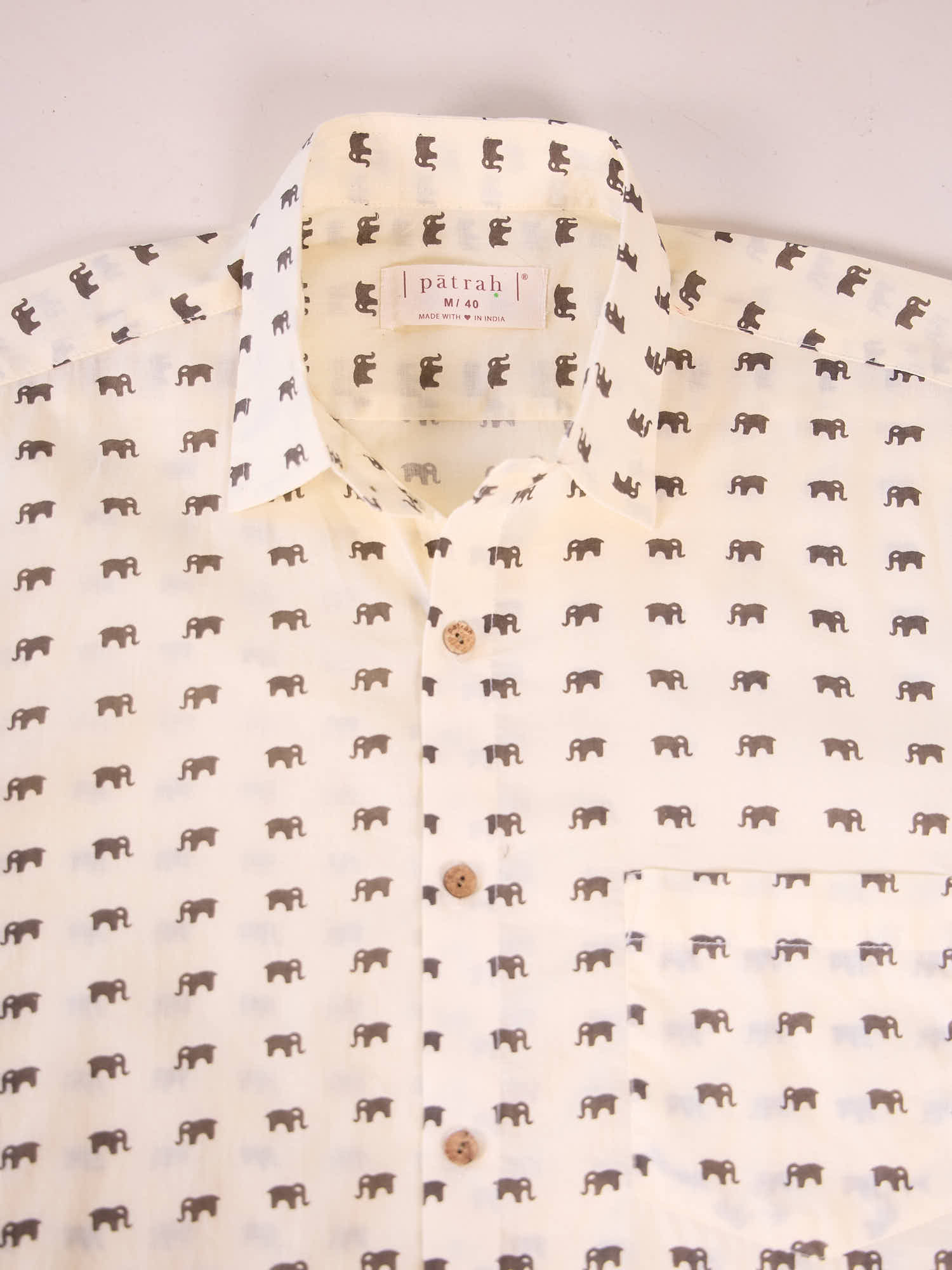 Close-up of Mini Elephant Grey Cotton Shirt