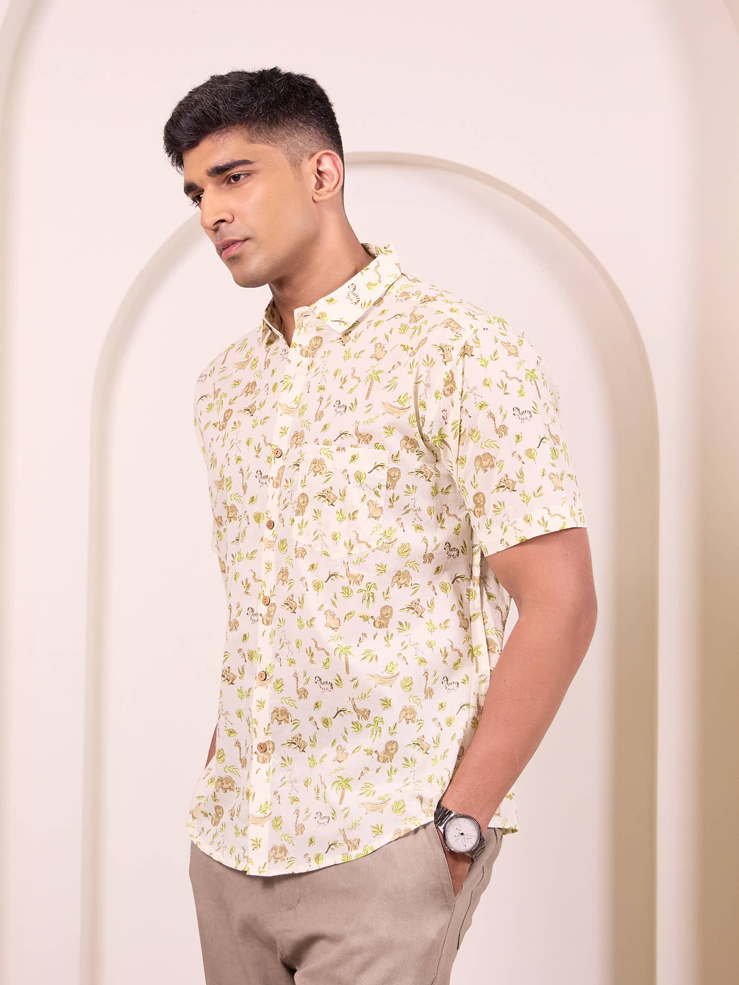 Safari Print Cotton Shirt by Brand Patrah