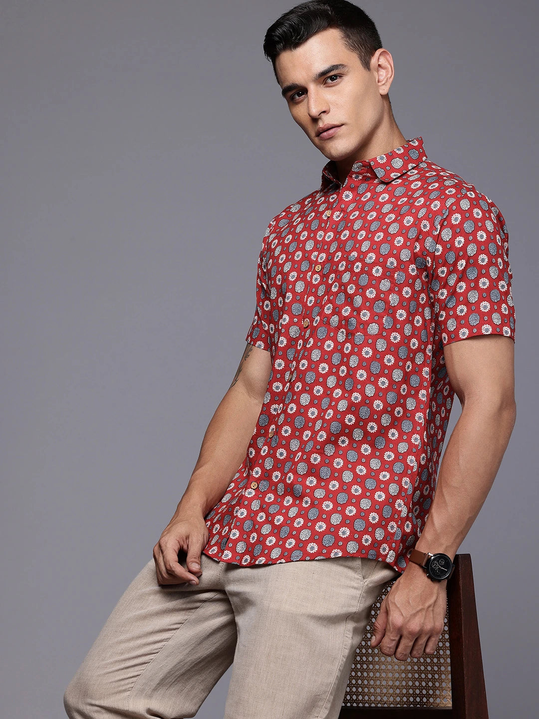 Scarlet Red Floral Shirt