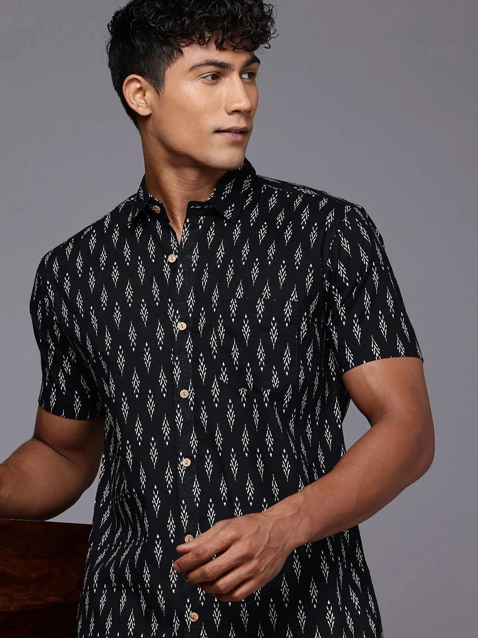 Black Ikkat Cotton Shirt