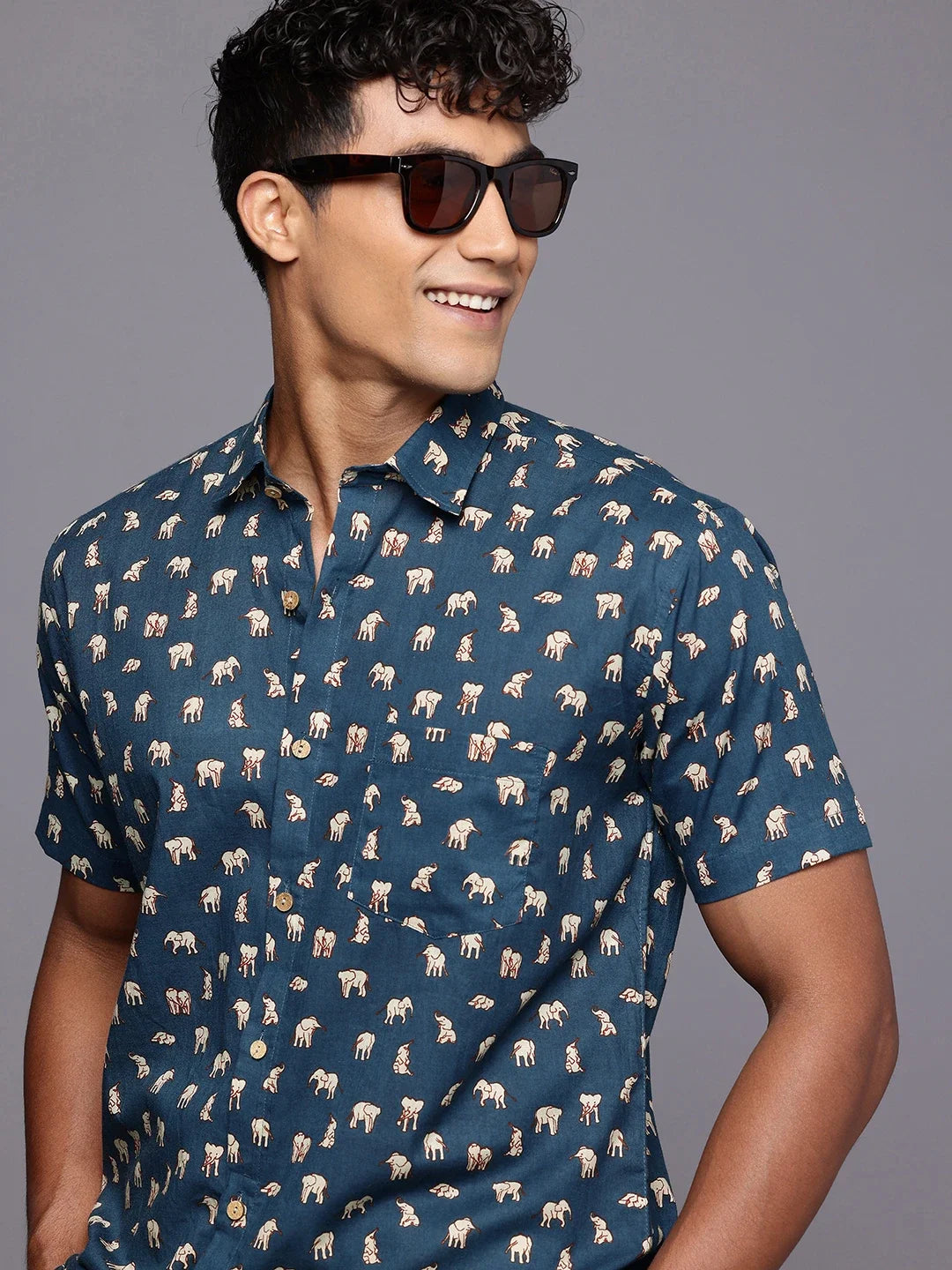 Elephant Print Cotton Shirt