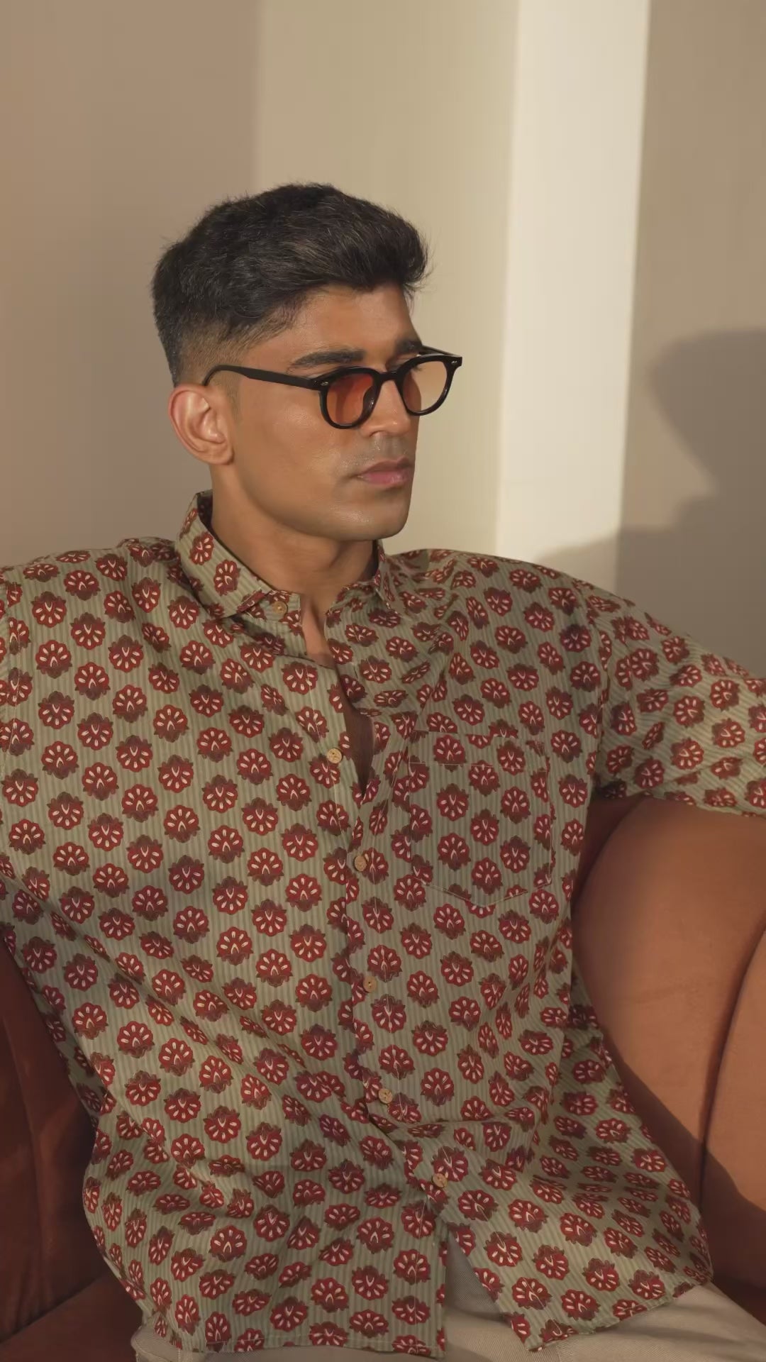 Model wearing men’s shirt showing casual styling