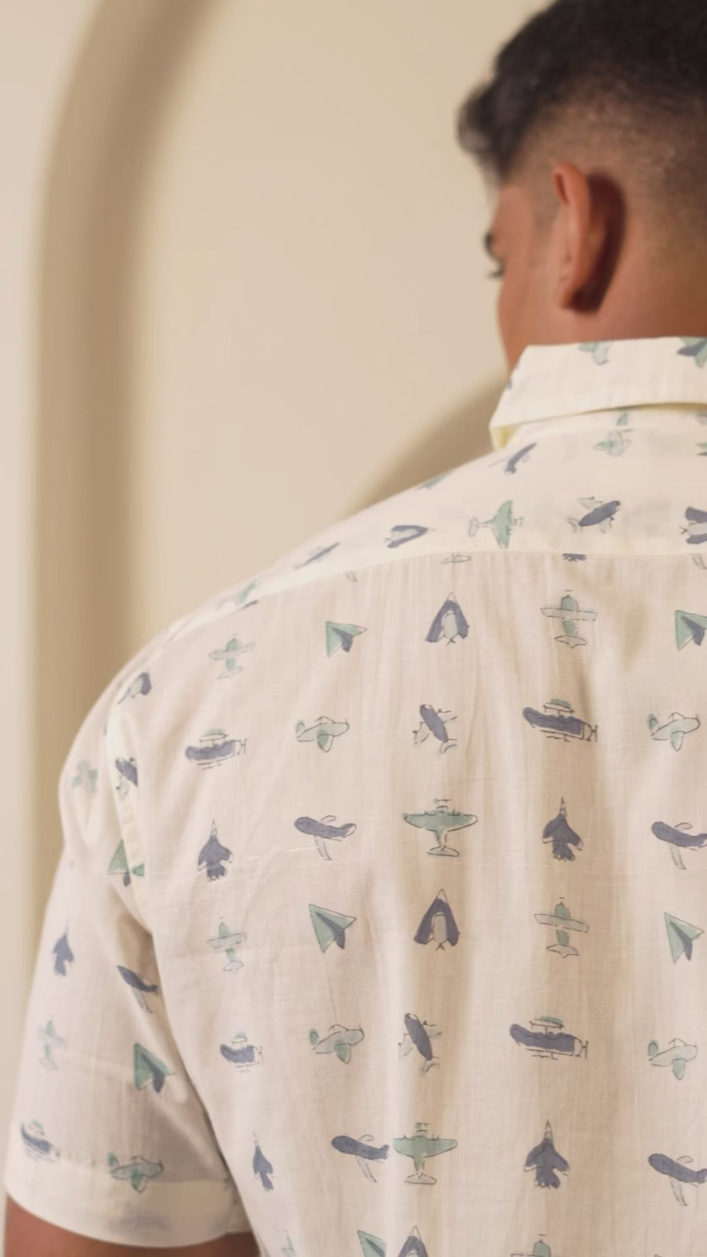 Model wearing men’s casual shirt highlighting design elegance