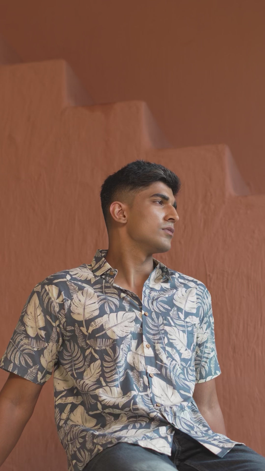 Men’s casual shirt worn by model highlighting premium look