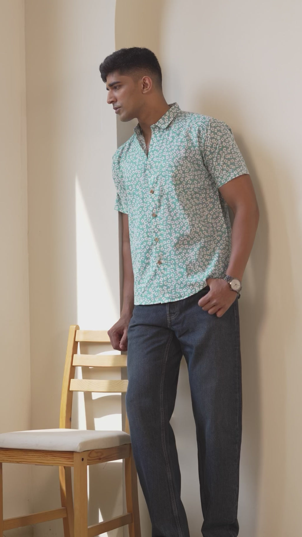 Men’s casual shirt worn by model highlighting everyday comfort