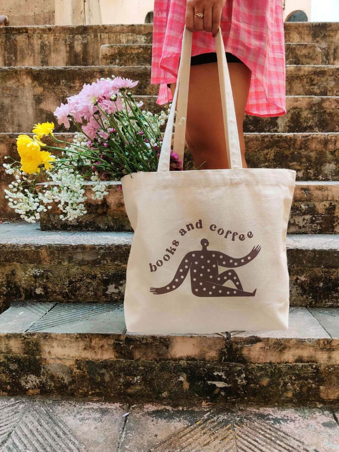 Book and Coffee Canvas Tote Bag