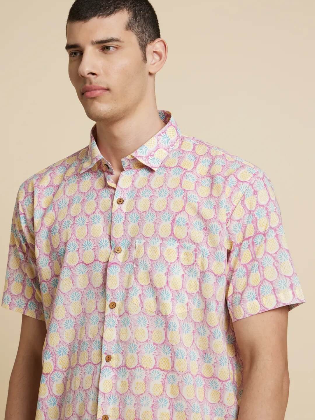 Purple Pineapple Handblock Printed Shirt